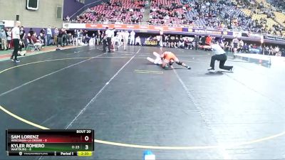 141 lbs Semis & 3rd Wb (16 Team) - Sam Lorenz, Wisconsin-La Crosse vs Kyler Romero, Wartburg