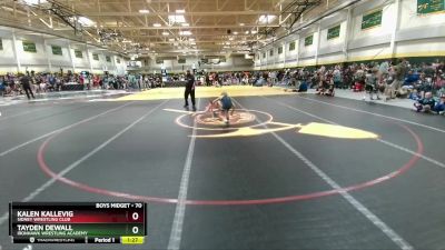 70 lbs Champ. Round 2 - Tayden DeWall, Ironhawk Wrestling Academy vs Kalen Kallevig, Sidney Wrestling Club