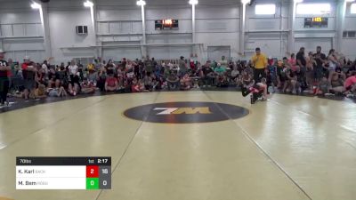 70 lbs Pools - Kasen Karl, Backyard Brawlers vs Mason Bem, Rogue W.C. (OH)