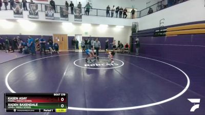 70 lbs Cons. Semi - Xaden Baxendale, Lovell Middle School vs Kasen Asay, Powell Middle School