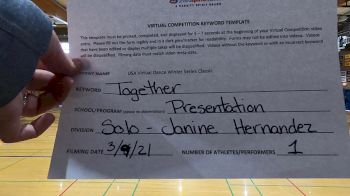Presentation High School [Open - Solo] 2021 USA Virtual Dance Winter Classic