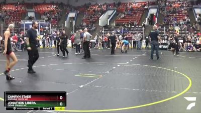 138 lbs Cons. Round 2 - Jonathon Libera, Cedar Springs WC vs Camryn Stade, Grayling Youth WC