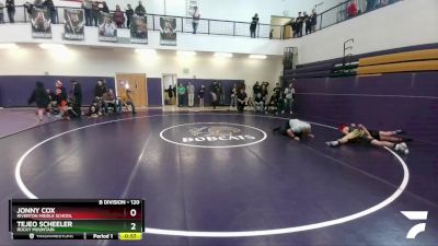 120 lbs Round 1 - Jonny Cox, Riverton Middle School vs Tejeo Scheeler, Rocky Mountain