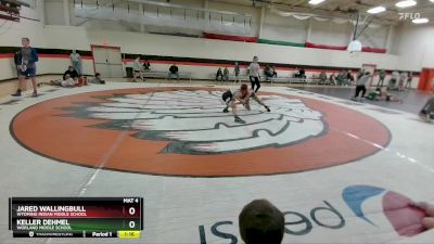 91 lbs Quarterfinal - Jared Wallingbull, Wyoming Indian Middle School vs Keller Dehmel, Worland Middle School