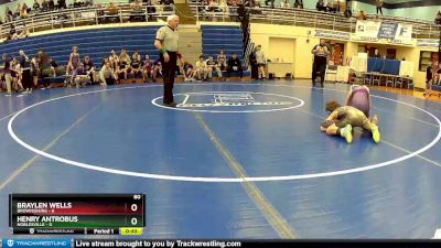 80 lbs Round 1 (4 Team) - Braylen Wells, Brownsburg vs Henry Antrobus, Noblesville