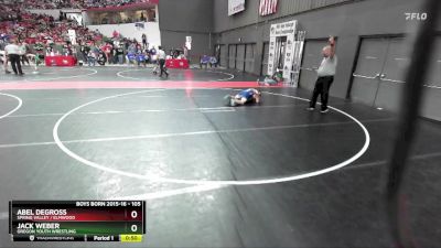 105 lbs Quarterfinal - Jack Weber, Oregon Youth Wrestling vs Abel DeGross, Spring Valley / Elmwood