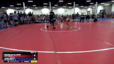 83 lbs Placement Matches (8 Team) - Nicholas Ellison, West Virginia vs Cash Bratt, Oklahoma Blue