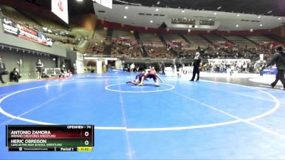 74 lbs Cons. Round 4 - Heric Obregon, Lancaster High School Wrestling vs Antonio Zamora, Ground Creatures Wrestling