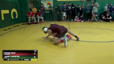 150 lbs Cons. Round 3 - Augie Lohmeyer, CLAY vs Ethan Cruz, COLERAIN