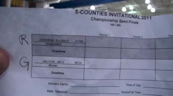 160 lbs semi-finals Elijah Jackson Atascadero vs. Jim Wilson Mcnair