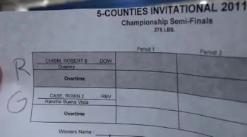 275 lbs semi-finals Robert Chism Downey vs. Robin Case Rancho Buena Vista