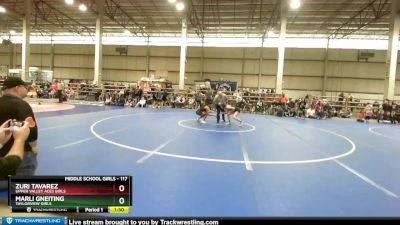 117 lbs Semifinal - Marli Gneiting, Taylorview Girls vs Zuri Tavarez, Upper Valley Aces Girls