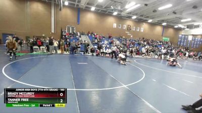 160 lbs Champ. Round 1 - Brady McCurdy, Uintah Jr High Wrestling vs Tanner Free, Westlake