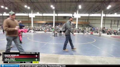 75 lbs Quarterfinal - Lola Colo, East Valley Girls vs Macki Winkles, Tri-Valley Girls