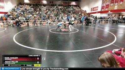 132 lbs Cons. Round 2 - Karl Haslem, Kemmerer vs AIDAN MILLER, Wyoming Indian