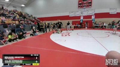 58-63 lbs Round 1 - Kaileb Dominguez, Junior Bulldogs Wrestling vs Benjamin Ormiston, PVBC Warriors