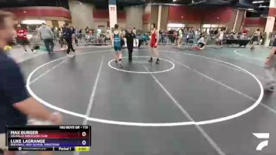 113 lbs Cons. Round 2 - Max Burger, Valhalla Wrestling Club vs Luke LaGrange, Rockwall High School Wrestling