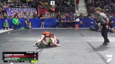 100 lbs Semifinal - Cambree Obermeyer, Abilene vs Jayden Gittrich, Wichita Blue Knights