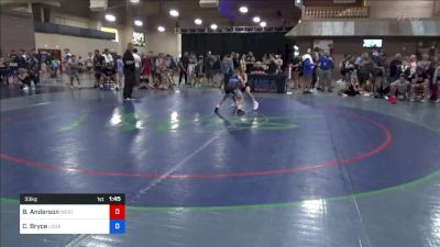 33 kg Quarters - Braedyn Anderson, Western Colorado Wrestling Club vs Colton Bryce, Legacy Wrestling