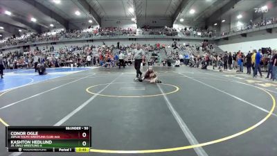 50 lbs Cons. Round 3 - Conor Ogle, Joplin Youth Wrestling Club-AAA  vs Kashton Hedlund, Jr. Owls Wrestling-A 