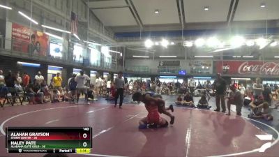 140 lbs Placement Matches (8 Team) - Alahah Grayson, Storm Center vs Haley Pate, Alabama Elite Gold