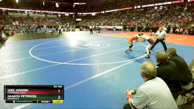 D2-106 lbs Quarterfinal - Haakon Peterson, Dodgeville vs Jake Jandrin, Luxemburg-Casco