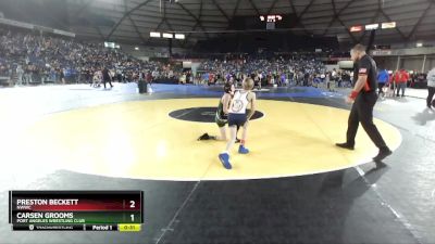 74 lbs Quarterfinal - Preston Beckett, NWWC vs Carsen Grooms, Port Angeles Wrestling Club