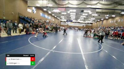 130 lbs Cons. Round 2 - Jaxton Greenman, Champions Wrestling Club vs Jaxon Zollinger, Ridgeline