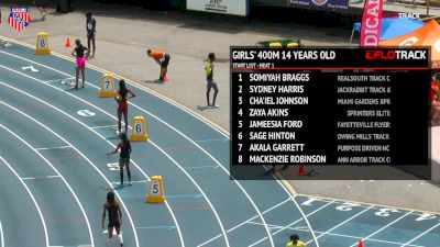 Girls' 400m, Final - Age 14 - Cha'iel Johnson 54.28