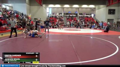 100 lbs Semifinal - Griffin Gardner, Stronghold vs Jameson Bolen, Chelsea Wrestling