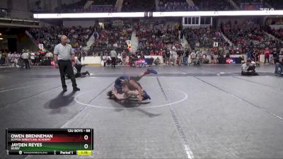 88 lbs Quarterfinal - Jayden Reyes, Derby vs Owen Brenneman, SlyFox Wrestling Academy