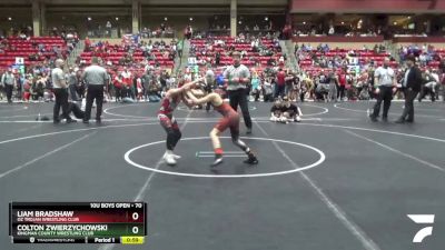 70 lbs Cons. Round 1 - Liam Bradshaw, Oz Trojan Wrestling Club vs Colton Zwierzychowski, Kingman County Wrestling Club