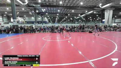 140 lbs Quarterfinal - Luke Feldman, Great Neck Wrestling Club vs Dustin Kohn, Legancy Dragons