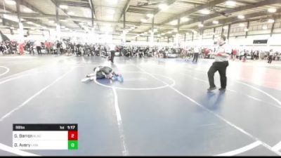 98 lbs Quarterfinal - Gunner Barron, BlackCat WC vs Dane Avery, Lions WC