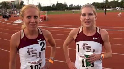 Amanda Winslow and Hannah Brooks after 1500 at 2011 Payton Jordan Invite