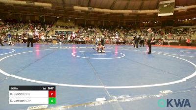 52 lbs Consi Of 16 #2 - Kamden Justice, Pryor Tigers vs Drew Lawson, Newkirk Takedown Club