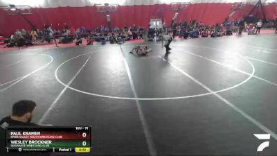 71 lbs Cons. Round 2 - Wesley Brockner, Waunakee Wrestling Club vs Paul Kramer, River Valley Youth Wrestling Club