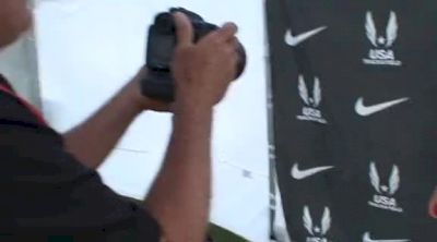 Lindsay Allen with dad Spencer after W steeple semi at the USATF Outdoor Championships 2011