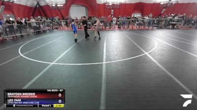 87 lbs Cons. Round 1 - Brayden Breider, Team Nazar Training Center vs Leo Fani, Little Red Hot Wrestling Club