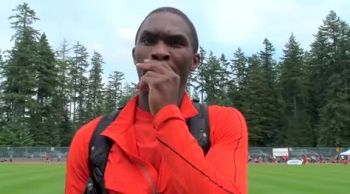 Norris Frederick after winning long jump at Harry Jerome International Track Classic 2011