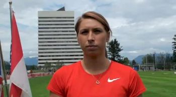 Rachel Yurkovich after throwing B standard at Harry Jerome International Track Classic 2011