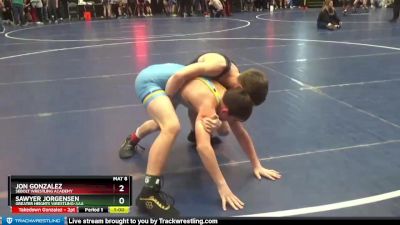 105 lbs Cons. Semi - Sawyer Jorgensen, Greater Heights Wrestling-AAA vs Jon Gonzalez, Sebolt Wrestling Academy