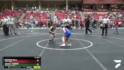 70 lbs Cons. Round 2 - Kaysen Ball, Trailhands vs Grady Weber, Great Bend Kids