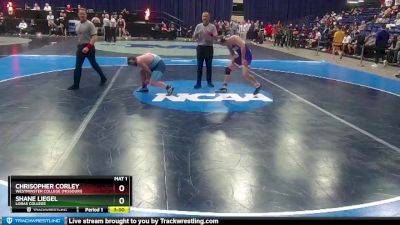 184 lbs Champ. Round 1 - Shane Liegel, Loras College vs Chrisopher Corley, Westminster College (Missouri)