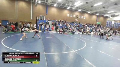 108 lbs Cons. Round 3 - Gabriel Phippen, Box Elder Stingers vs Kohen Church, Riverton Wolf Pack Wrestling