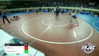 100 lbs Consi Of 8 #2 - Robert Valdez, High Ground Wrestling vs Gunner Uremovich, Spring Klein Wrestling Club