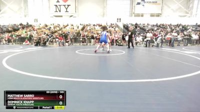 145 lbs Cons. Round 2 - Matthew Sarro, Long Beach Gladiators Wrestling vs Dominick Knapp, Geneva Youth Wrestling