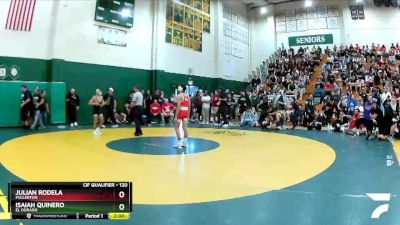 120 lbs Champ. Round 2 - Isaiah Quinero, El Dorado vs Julian Rodela, Fullerton