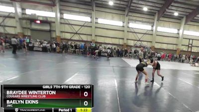 120 lbs Semifinal - Baelyn Ekins, JWC vs Braydee Winterton, Cougars Wrestling Club