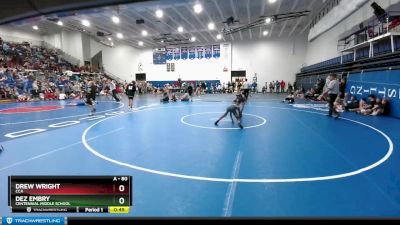 80 lbs Semifinal - Dez Embry, Centennial Middle School vs Drew Wright, CCA